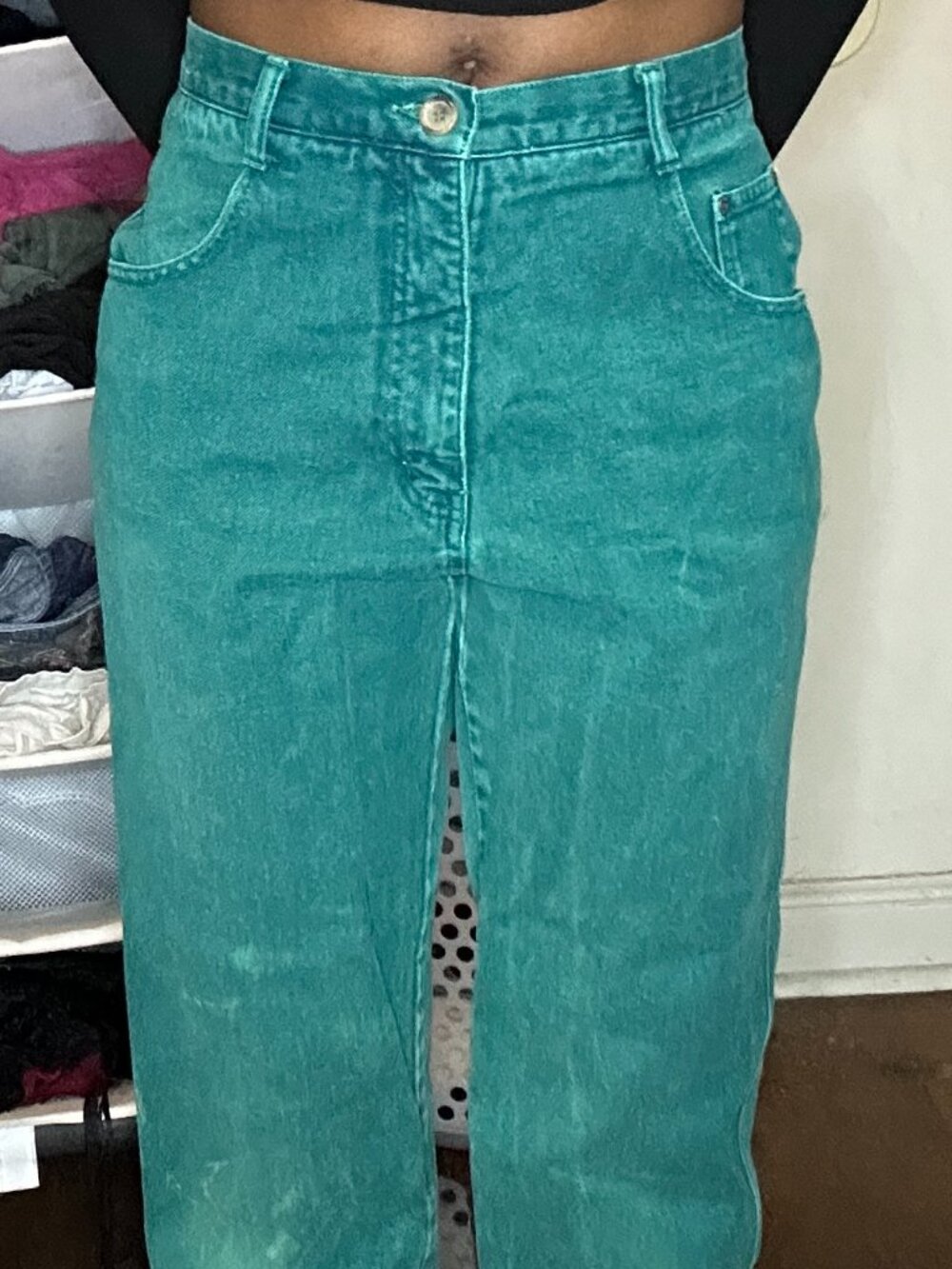 Vintage Teal Straight Leg Pants - Picture 2 of 5